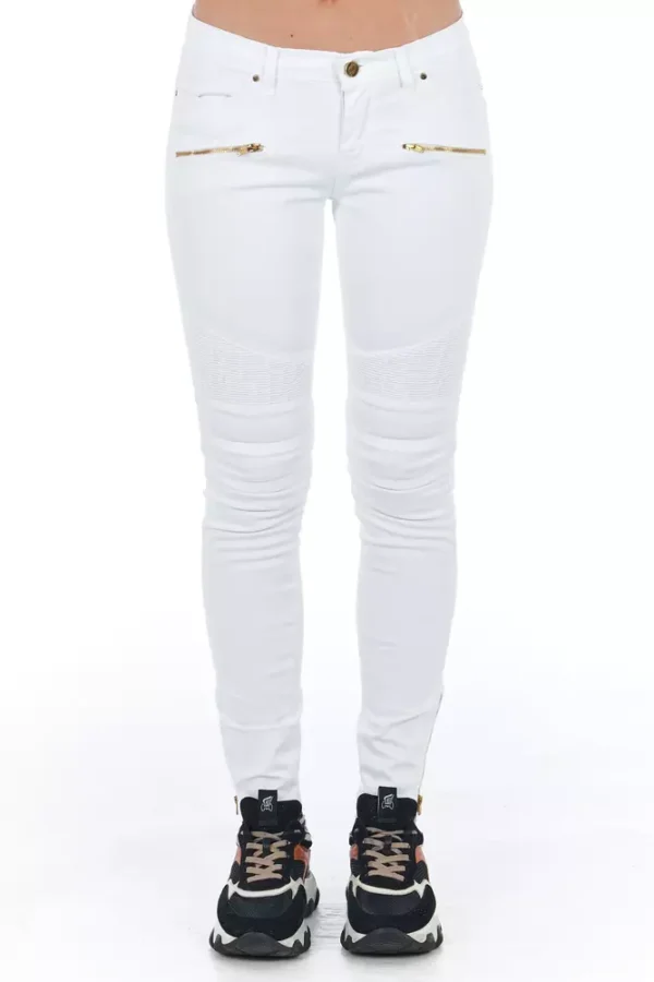 Frankie Morello Women's White Cotton Women Jeans