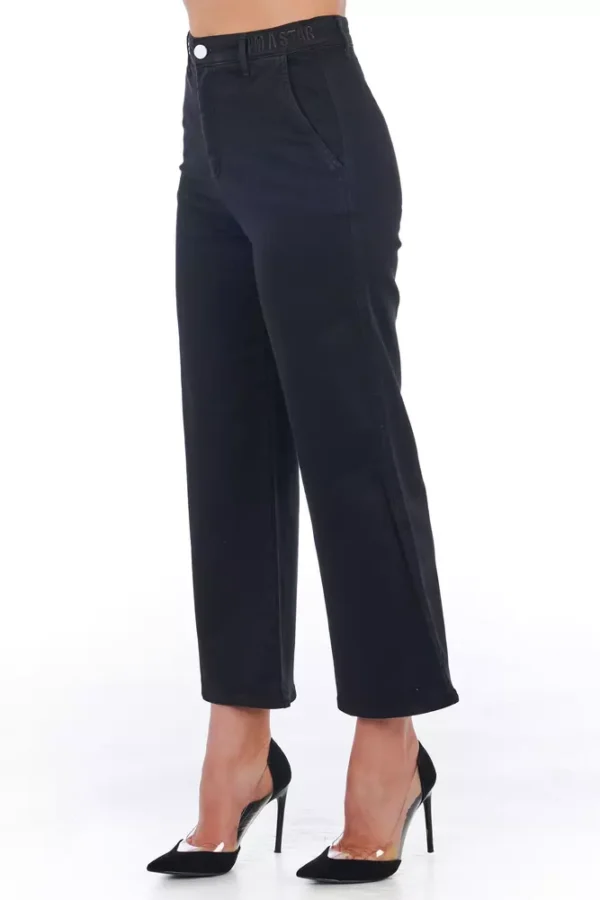 Frankie Morello Women's Black Cotton Women Cropped Trouser