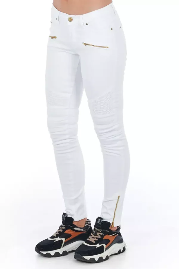Frankie Morello Women's White Cotton Women Jeans