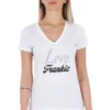 Frankie Morello Women's White Cotton Women TShirt