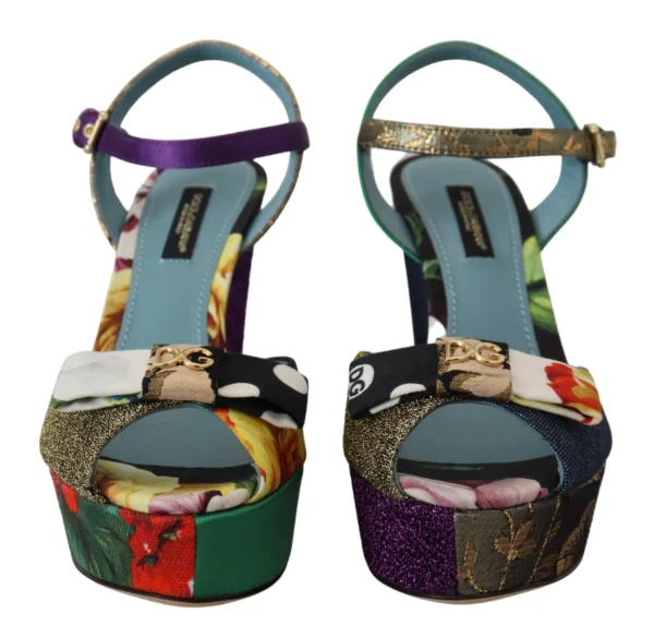 Dolce & Gabbana Women's Multicolor Ankle Strap Wedge Sandals