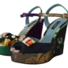 Dolce & Gabbana Women's Multicolor Ankle Strap Wedge Sandals