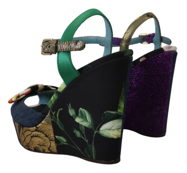 Dolce & Gabbana Women's Multicolor Ankle Strap Wedge Sandals
