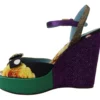 Dolce & Gabbana Women's Multicolor Ankle Strap Wedge Sandals