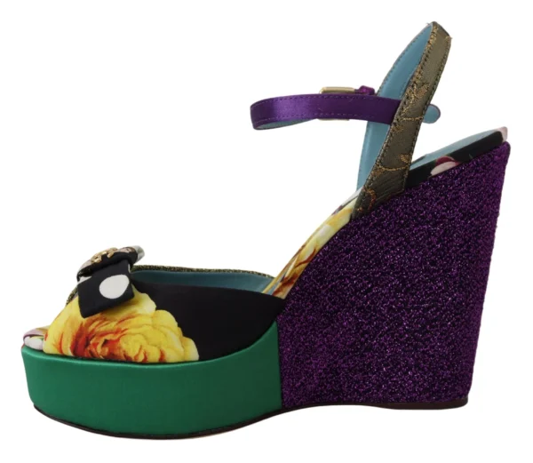 Dolce & Gabbana Women's Multicolor Ankle Strap Wedge Sandals