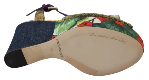 Dolce & Gabbana Women's Multicolor Ankle Strap Wedge Sandals