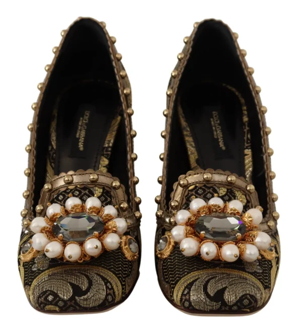 Dolce & Gabbana Women's Elegant Gold Jacquard Brocade Pumps