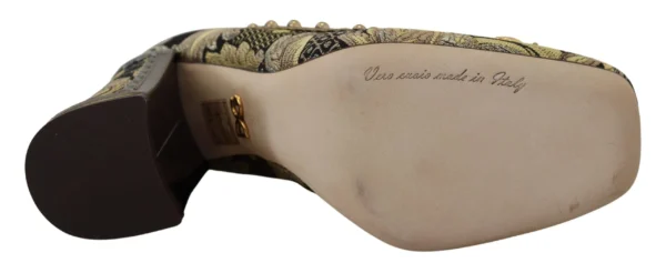 Dolce & Gabbana Women's Golden Jacquard Brocade Square Toe Pumps