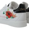 Dolce & Gabbana Women's Chic White Portofino Sneakers with Floral Accents