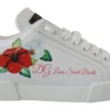 Dolce & Gabbana Women's Chic White Portofino Sneakers with Floral Accents