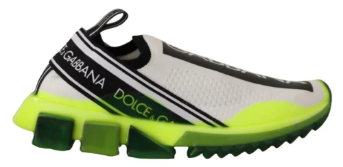 Dolce & Gabbana Women's Elegant Sorrento Sneakers in White & Yellow