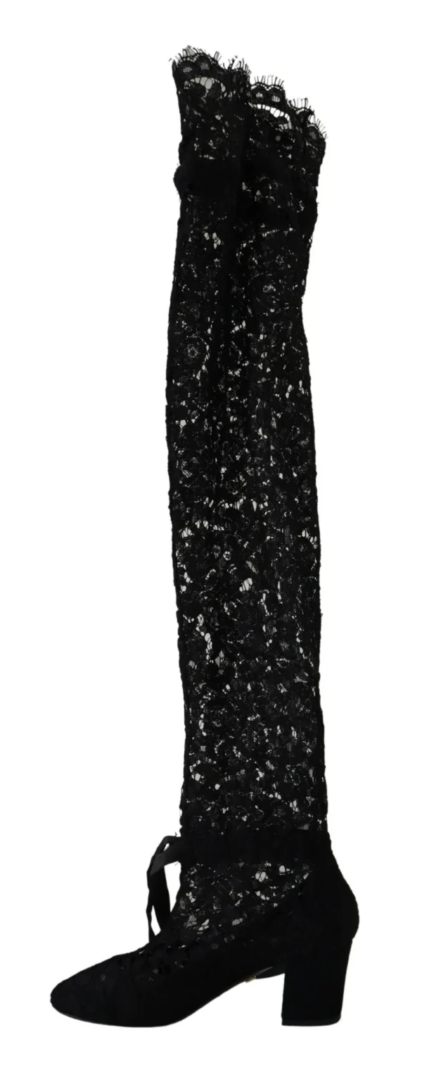 Dolce & Gabbana Women's Elegant Black Lace Stretch Sock Pumps
