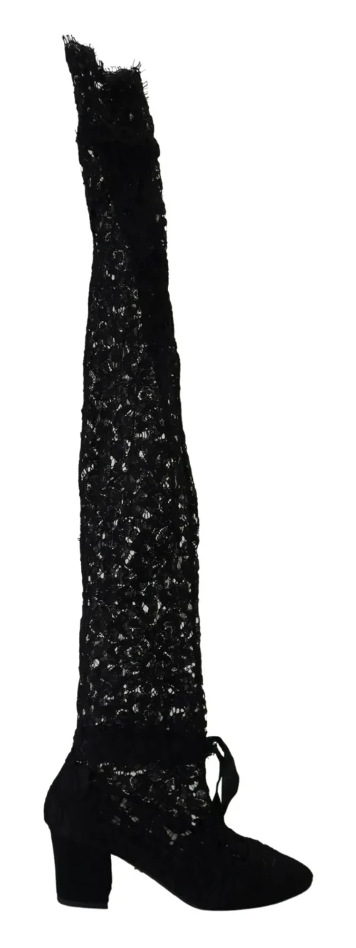 Dolce & Gabbana Women's Elegant Black Lace Stretch Sock Pumps