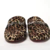 Christian Louboutin Women's Black Brown Leapord Print Open Back Loafer