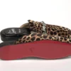 Christian Louboutin Women's Black Brown Leapord Print Open Back Loafer