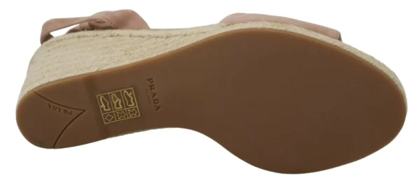 Prada Women's Elegant Suede Ankle Strap Wedge Sandals