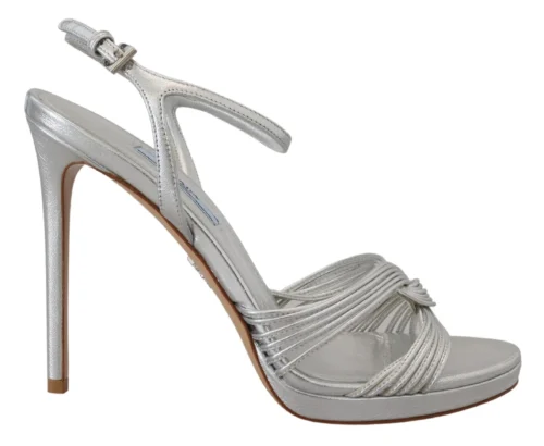 Prada Women's Elegant Silver Stiletto Heels Sandals