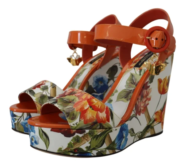 Dolce & Gabbana Women's Multicolor Floral Print Wedge Sandals