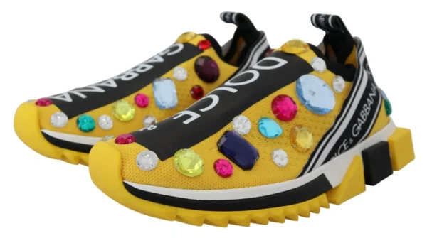 Dolce & Gabbana Women's Exquisite Yellow Techno Fabric Sneakers