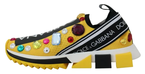 Dolce & Gabbana Women's Exquisite Yellow Techno Fabric Sneakers