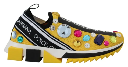 Dolce & Gabbana Women's Exquisite Yellow Techno Fabric Sneakers