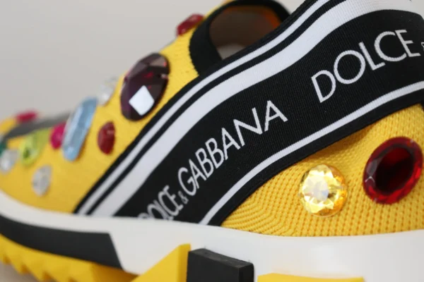 Dolce & Gabbana Women's Exquisite Yellow Techno Fabric Sneakers