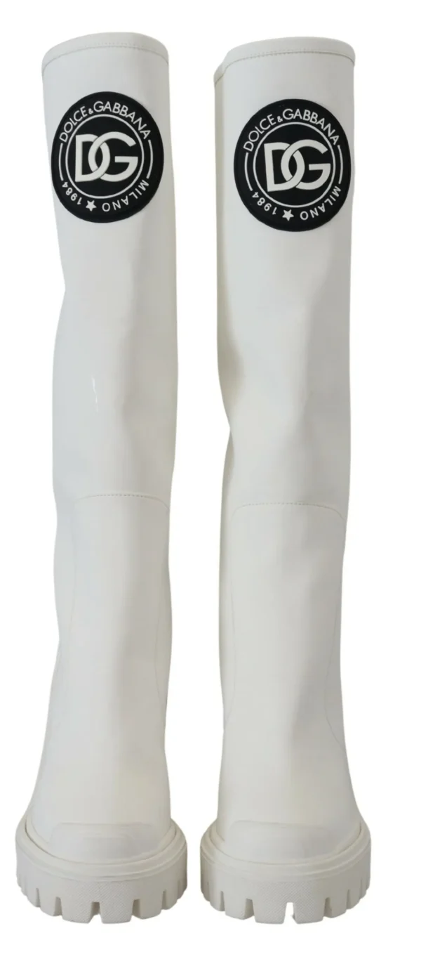 Dolce & Gabbana Women's Elegant White Leather Knee Boots