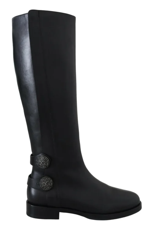 Dolce & Gabbana Women's Elegant Black Calfskin Biker Booties