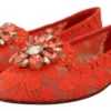 Dolce & Gabbana Women's Elegant Lace Vally Flats in Coral Red