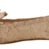 Dolce & Gabbana Women's Elegant Beige Lace Vally Flats with Crystal Accent