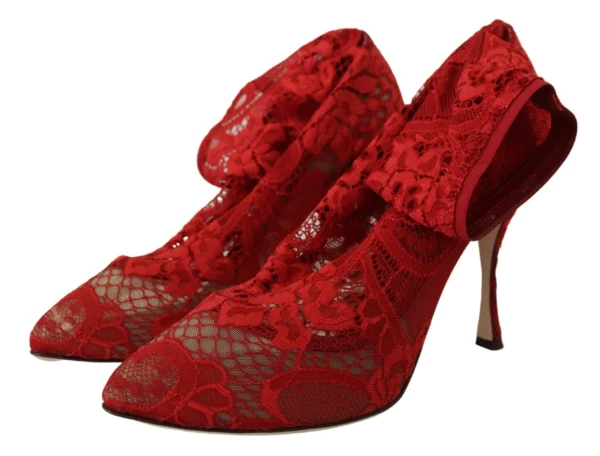Dolce & Gabbana Women's Radiant Red Lace Taormina High Heels
