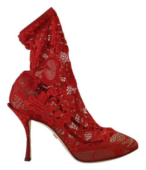 Dolce & Gabbana Women's Radiant Red Lace Taormina High Heels