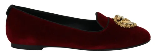 Dolce & Gabbana Women's Bordeaux Velvet Devotion Loafers