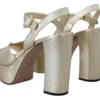 Prada Women's Elegant Gold Leather Block Heel Sandals