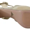 Prada Women's Elegant Gold Leather Block Heel Sandals
