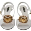 Dolce & Gabbana Women's Devotion Embellished White Leather Stilettos