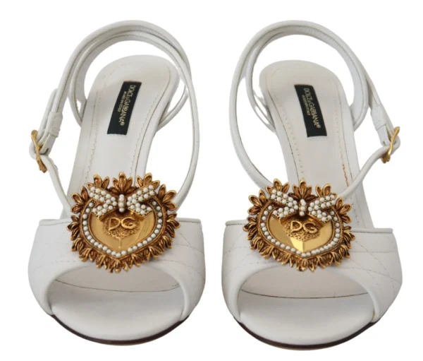 Dolce & Gabbana Women's Devotion Embellished White Leather Stilettos