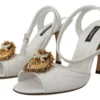 Dolce & Gabbana Women's Devotion Embellished White Leather Stilettos