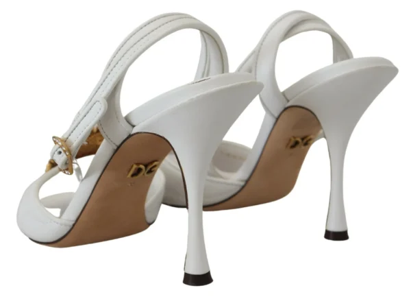 Dolce & Gabbana Women's Devotion Embellished White Leather Stilettos