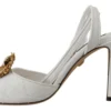 Dolce & Gabbana Women's Devotion Embellished White Leather Stilettos