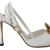 Dolce & Gabbana Women's Devotion Embellished White Leather Stilettos