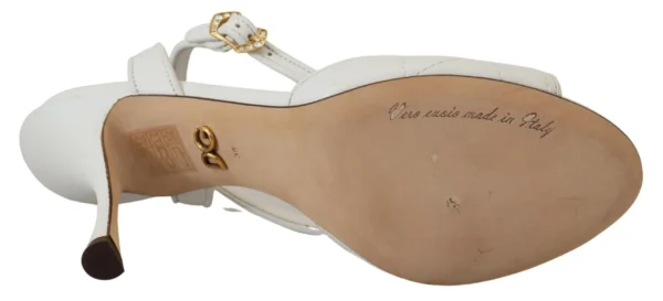 Dolce & Gabbana Women's Devotion Embellished White Leather Stilettos