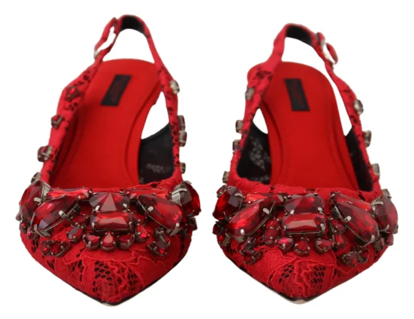 Dolce & Gabbana Women's Ruby Red Crystal Slingback Heels