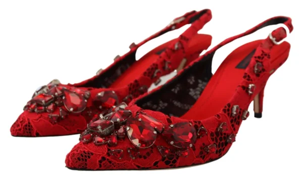 Dolce & Gabbana Women's Ruby Red Crystal Slingback Heels
