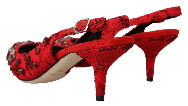 Dolce & Gabbana Women's Ruby Red Crystal Slingback Heels