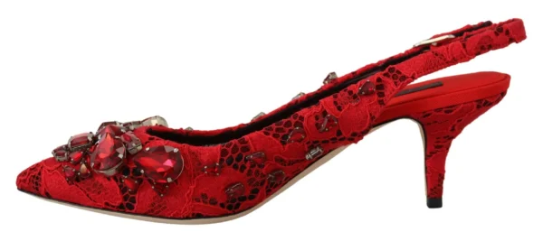 Dolce & Gabbana Women's Ruby Red Crystal Slingback Heels