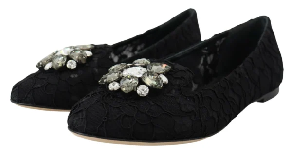 Dolce & Gabbana Women's Elegant Floral Lace Flat Vally Shoes