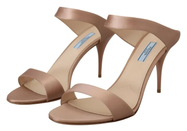 Prada Women's Glimmering Rose Gold Leather Heels