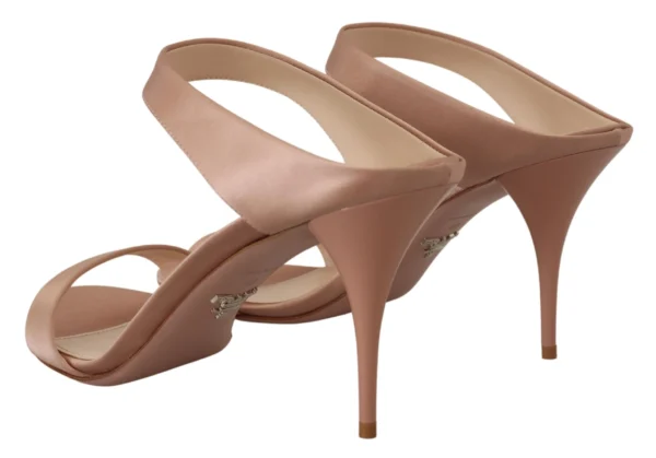 Prada Women's Glimmering Rose Gold Leather Heels