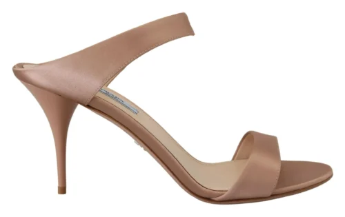Prada Women's Glimmering Rose Gold Leather Heels